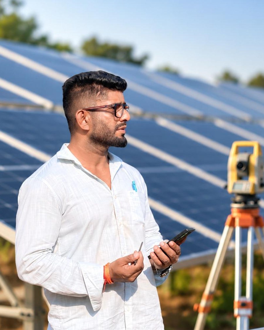 Jey Singh, Director of SPIF, on site at a solar irrigation installation
